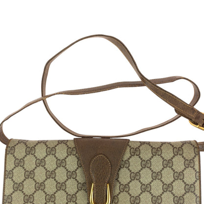 Gucci Shoulder Bag 94 02 050 Gg Supreme Canvas, Leather Brown Gold Metal Shoulder Bag Pochette Old