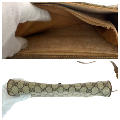 Gucci Shoulder Bag 94 02 050 Gg Supreme Canvas, Leather Brown Gold Metal Shoulder Bag Pochette Old
