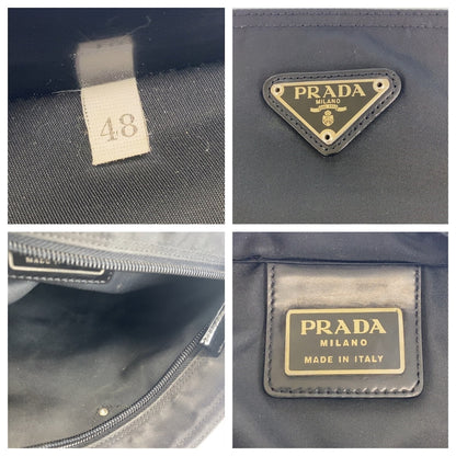 Prada Shoulder Bag Nylon Black Silvermetal Shoulder Bag Pochette Test Triangle With Logo Women