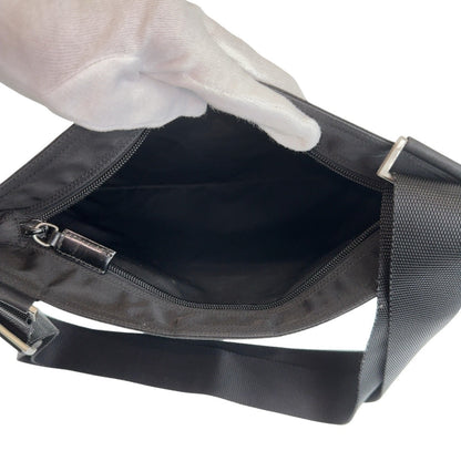 Prada Shoulder Bag Nylon Black Silvermetal Shoulder Bag Pochette Test Triangle With Logo Women