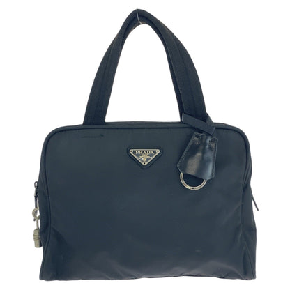Prada Tote Bag Nylon Black Silvermetal Tote Bag Handbag Test Triangle With Logo Women