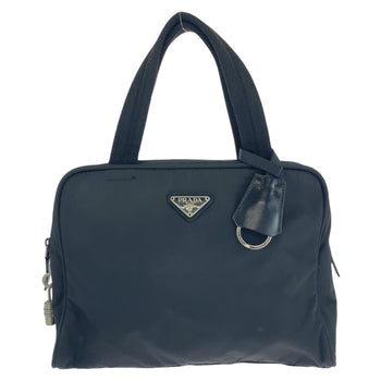 Prada Tote Bag Nylon Black Silvermetal Tote Bag Handbag Test Triangle With Logo Women