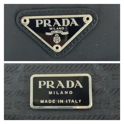 Prada Tote Bag Nylon Black Silvermetal Tote Bag Handbag Test Triangle With Logo Women