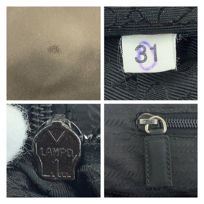 Prada Tote Bag Nylon Black Silvermetal Tote Bag Handbag Test Triangle With Logo Women