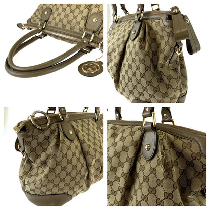 Gucci Tote Bag 285730 Gg Canvas Brown Gold Metal Tote Bag Shoulder Bag 2Way Sukey Women
