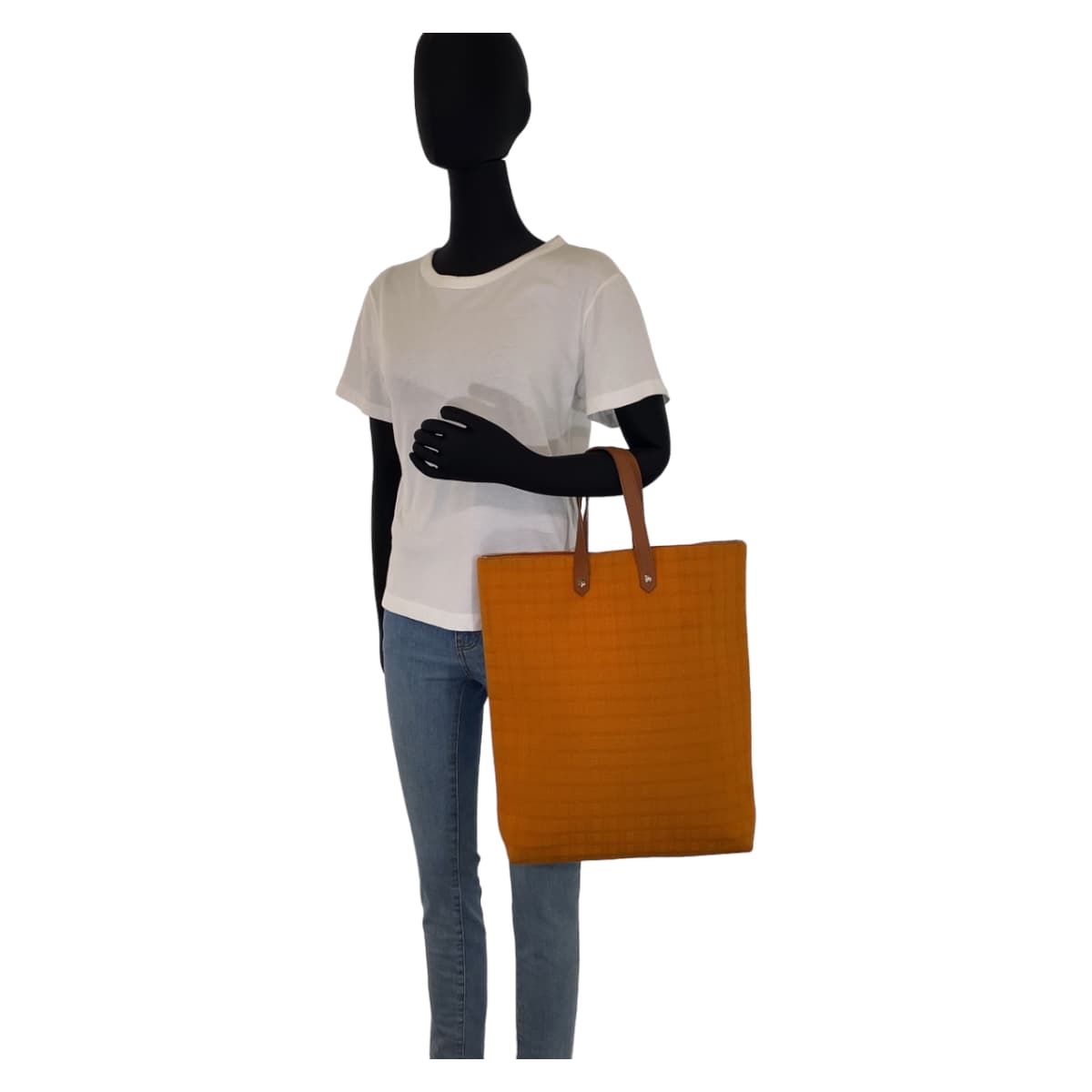 Hermes Tote Bag Canvas, Leather Orange Brown Silvermetal Tote Bag Handbag A4 Compatible Amedaba