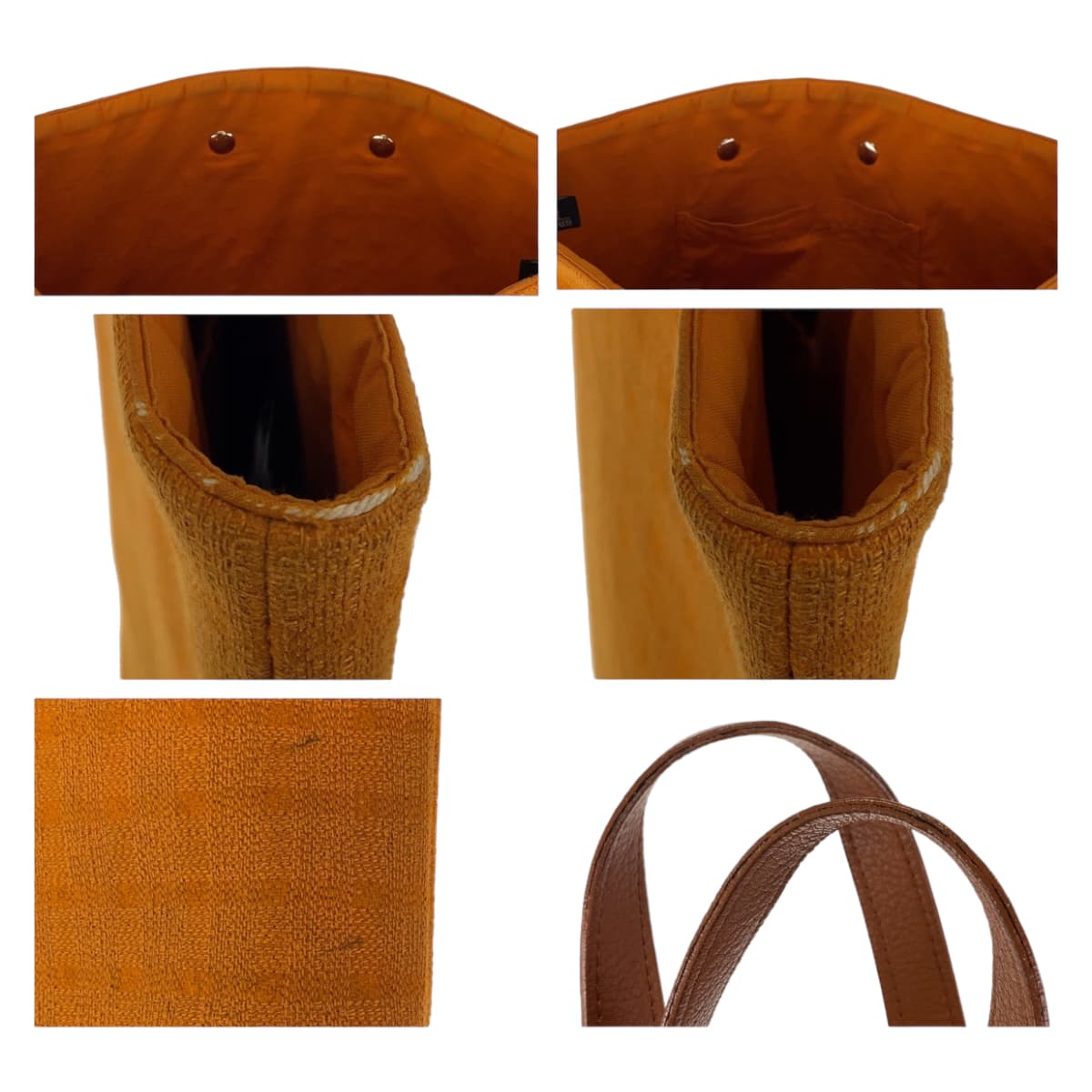 Hermes Tote Bag Canvas, Leather Orange Brown Silvermetal Tote Bag Handbag A4 Compatible Amedaba
