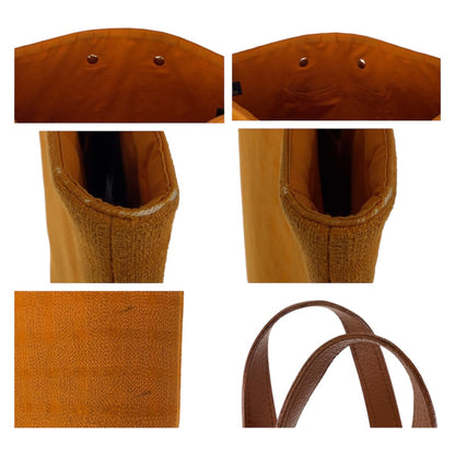 Hermes Tote Bag Canvas, Leather Orange Brown Silvermetal Tote Bag Handbag A4 Compatible Amedaba