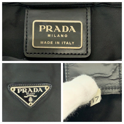 Prada Shoulder Bag Nylon Black Silvermetal Shoulder Bag Messenger Bag Test Triangle With Logo Women