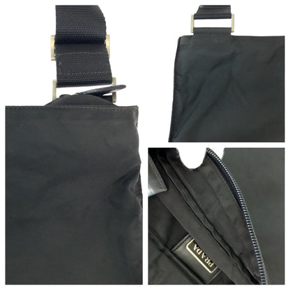 Prada Shoulder Bag Nylon Black Silvermetal Shoulder Bag Messenger Bag Test Triangle With Logo Women