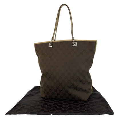 Gucci Tote Bag 31243 Gg Canvas, Leather Brown Beige Silvermetal Tote Bag Shoulder Bag Women