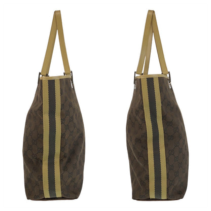 Gucci Tote Bag 31243 Gg Canvas, Leather Brown Beige Silvermetal Tote Bag Shoulder Bag Women