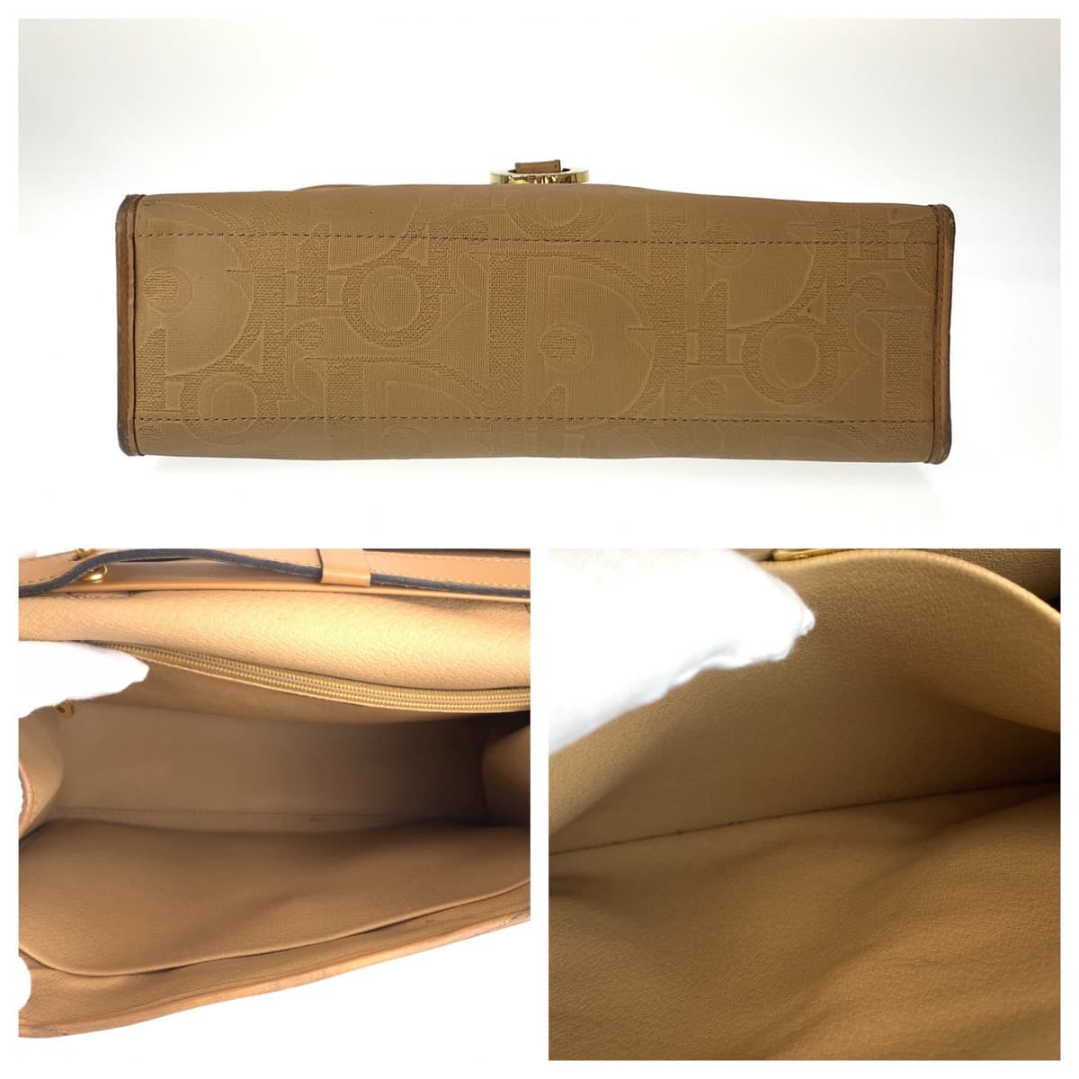 Dior Shoulder Bag Coated Canvas, Leather Brown Beige Gold Metal Shoulder Bag Handbag 2Way Trotter