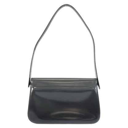 Prada Shoulder Bag Enamel Black Silvermetal Shoulder Bag Handbag Women