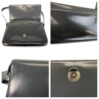 Prada Shoulder Bag Enamel Black Silvermetal Shoulder Bag Handbag Women