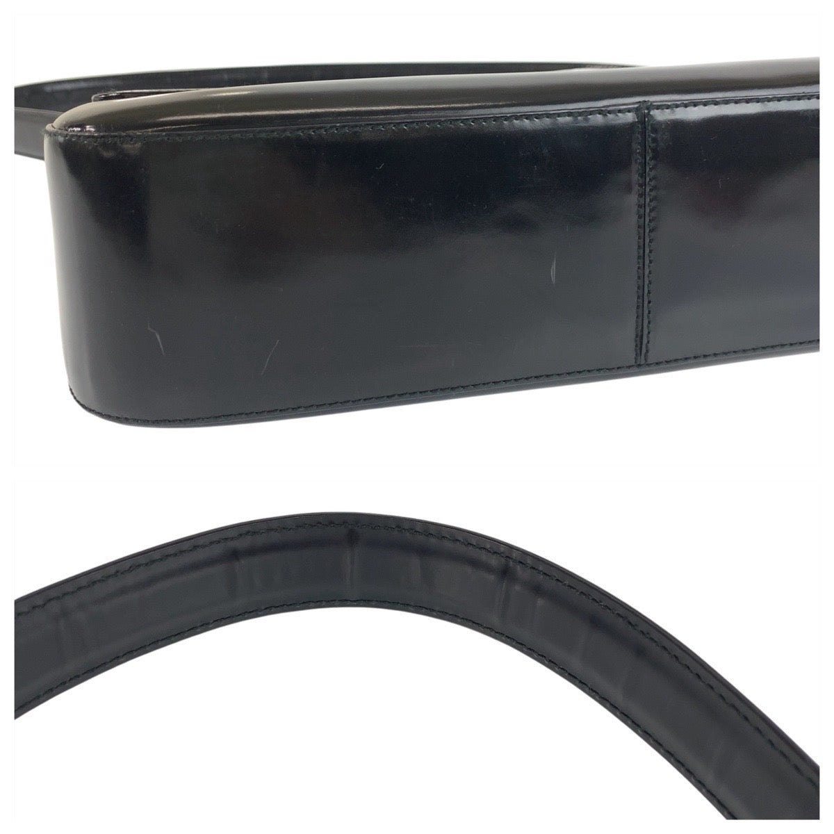 Prada Shoulder Bag Enamel Black Silvermetal Shoulder Bag Handbag Women