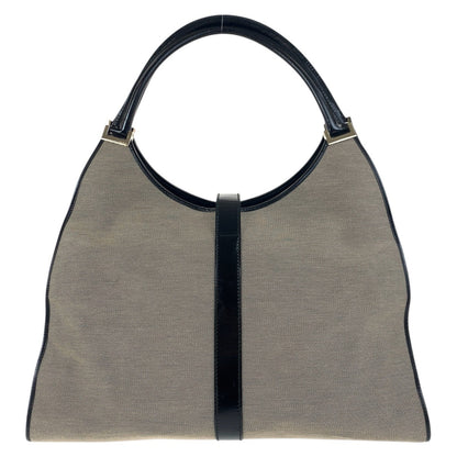Gucci Shoulder Bag 019 0345 Canvas, Leather Gray Beige Black Gold Metal Shoulder Bag Unisex Jackie