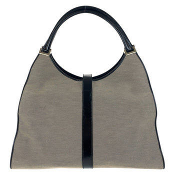 Gucci Shoulder Bag 019 0345 Canvas, Leather Gray Beige Black Gold Metal Shoulder Bag Unisex Jackie