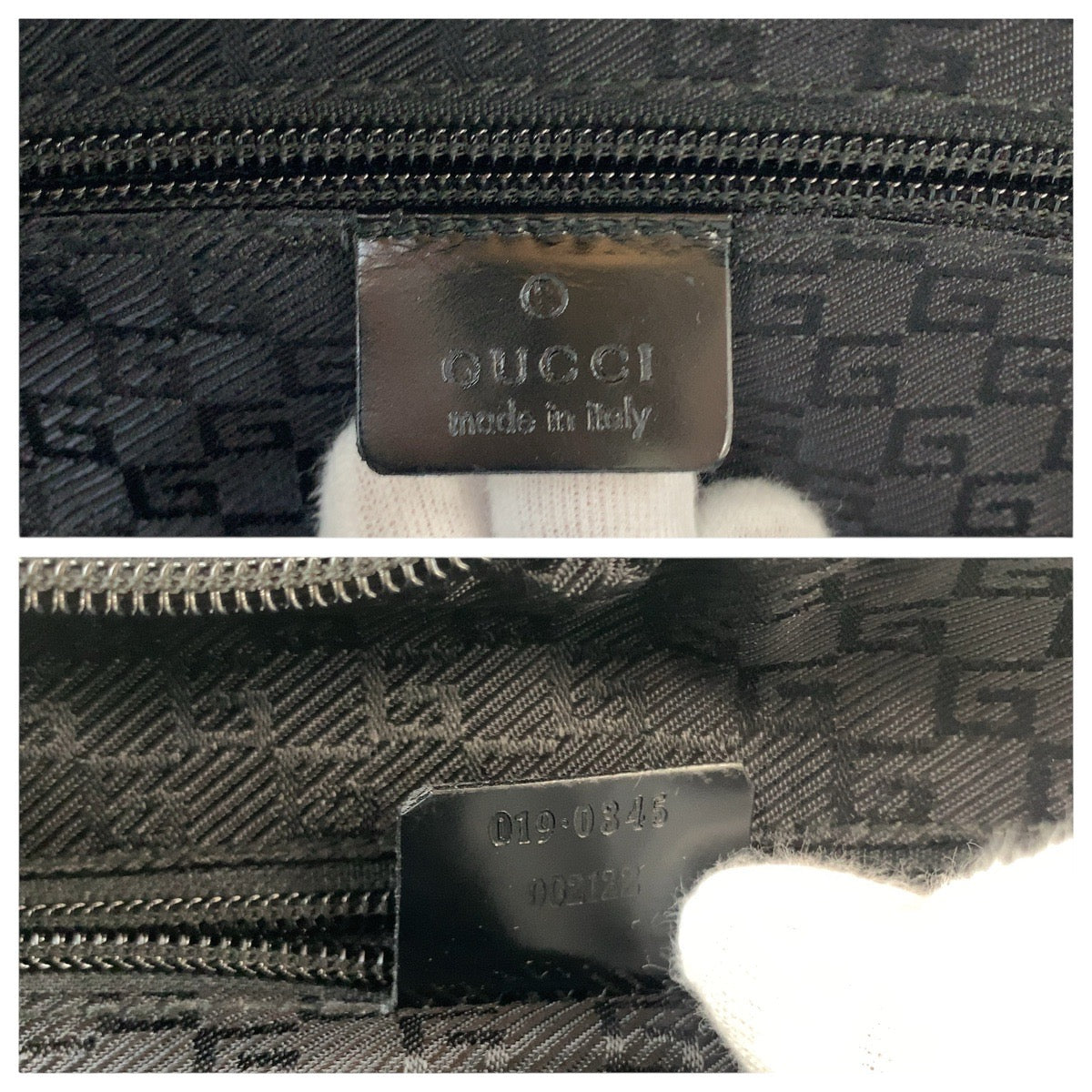 Gucci Shoulder Bag 019 0345 Canvas, Leather Gray Beige Black Gold Metal Shoulder Bag Unisex Jackie