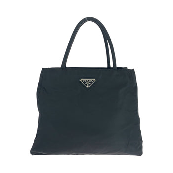 Prada Tote Bag Nylon Black Silvermetal Tote Bag Handbag Test Triangle With Logo Women