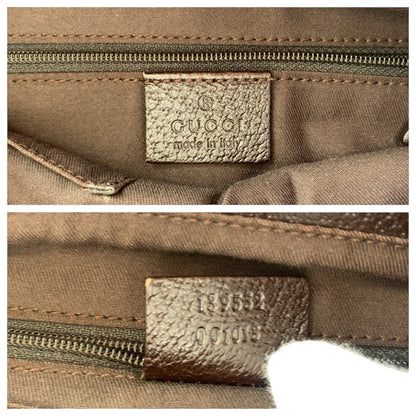 Gucci Tote Bag 139552 Gg Canvas, Leather Brown Silver Metal Tote Bag Shoulder Bag Women