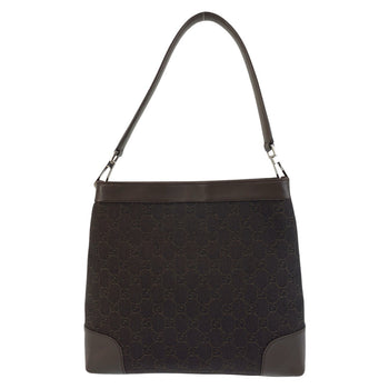 Gucci Shoulder Bag 143745 Gg Canvas, Leather Brown Silver Metal Women