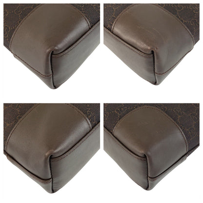 Gucci Shoulder Bag 143745 Gg Canvas, Leather Brown Silver Metal Women
