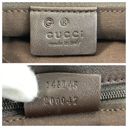 Gucci Shoulder Bag 143745 Gg Canvas, Leather Brown Silver Metal Women