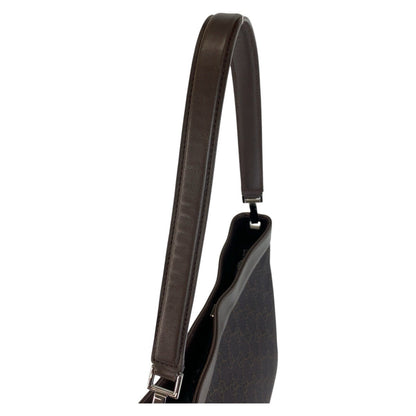 Gucci Shoulder Bag 143745 Gg Canvas, Leather Brown Silver Metal Women