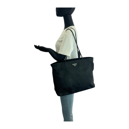Prada Shoulder Bag 110 Nylon Black Shoulder Bag Tote Bag Test Triangle With Logo Women