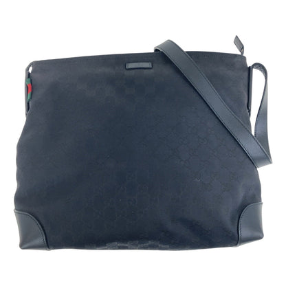 Gucci Shoulder Bag 308930 Gg Canvas, Leather Black Crossbody Shoulder Bag Unisex Sherry Line Women