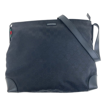 Gucci Shoulder Bag 308930 Gg Canvas, Leather Black Crossbody Shoulder Bag Unisex Sherry Line Women