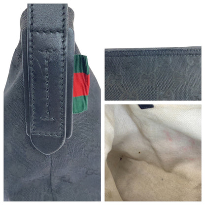 Gucci Shoulder Bag 308930 Gg Canvas, Leather Black Crossbody Shoulder Bag Unisex Sherry Line Women