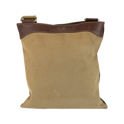 Prada Shoulder Bag Canvas, Leather Beige Brown Silvermetal Shoulder Bag Messenger Bag Logo Jacquard