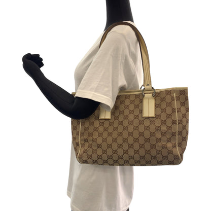 Gucci Tote Bag 113019 Gg Canvas Beige Brown Tote Bag Shoulder Bag Women