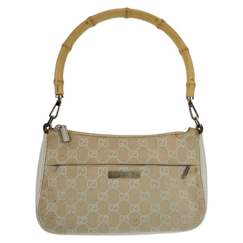 Gucci Shoulder Bag 001 3870 Gg Canvas, Leather White Beige Shoulder Bag Handbag Accessory Pouch