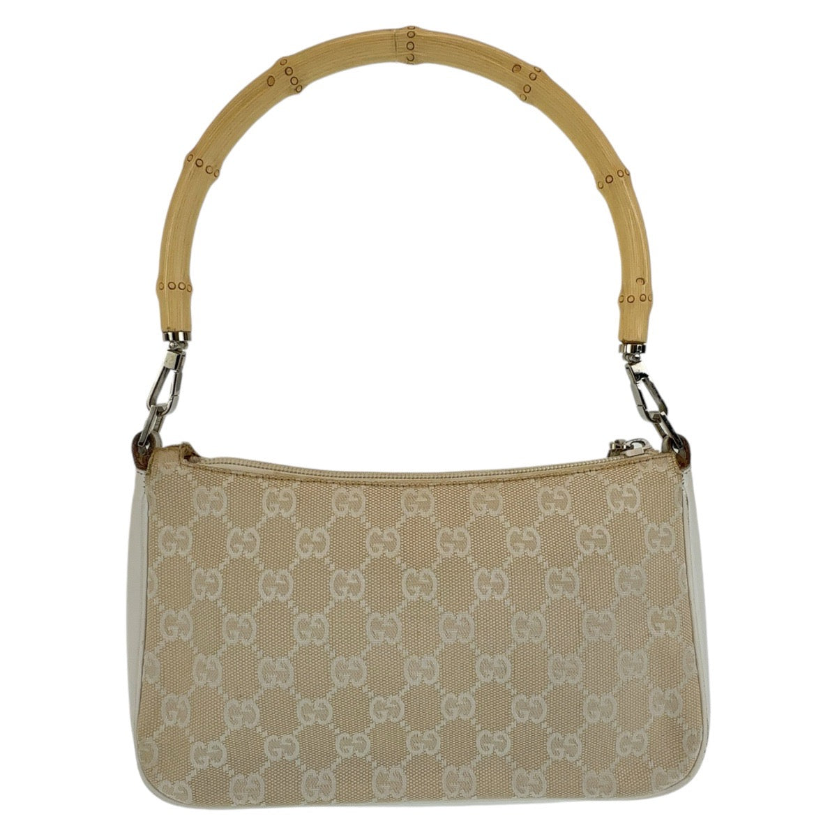 Gucci Shoulder Bag 001 3870 Gg Canvas, Leather White Beige Shoulder Bag Handbag Accessory Pouch