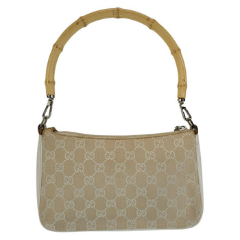 Gucci Shoulder Bag 001 3870 Gg Canvas, Leather White Beige Shoulder Bag Handbag Accessory Pouch