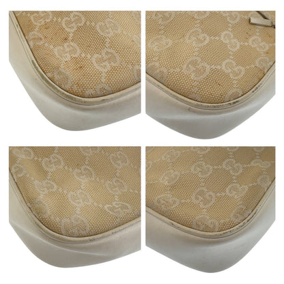 Gucci Shoulder Bag 001 3870 Gg Canvas, Leather White Beige Shoulder Bag Handbag Accessory Pouch