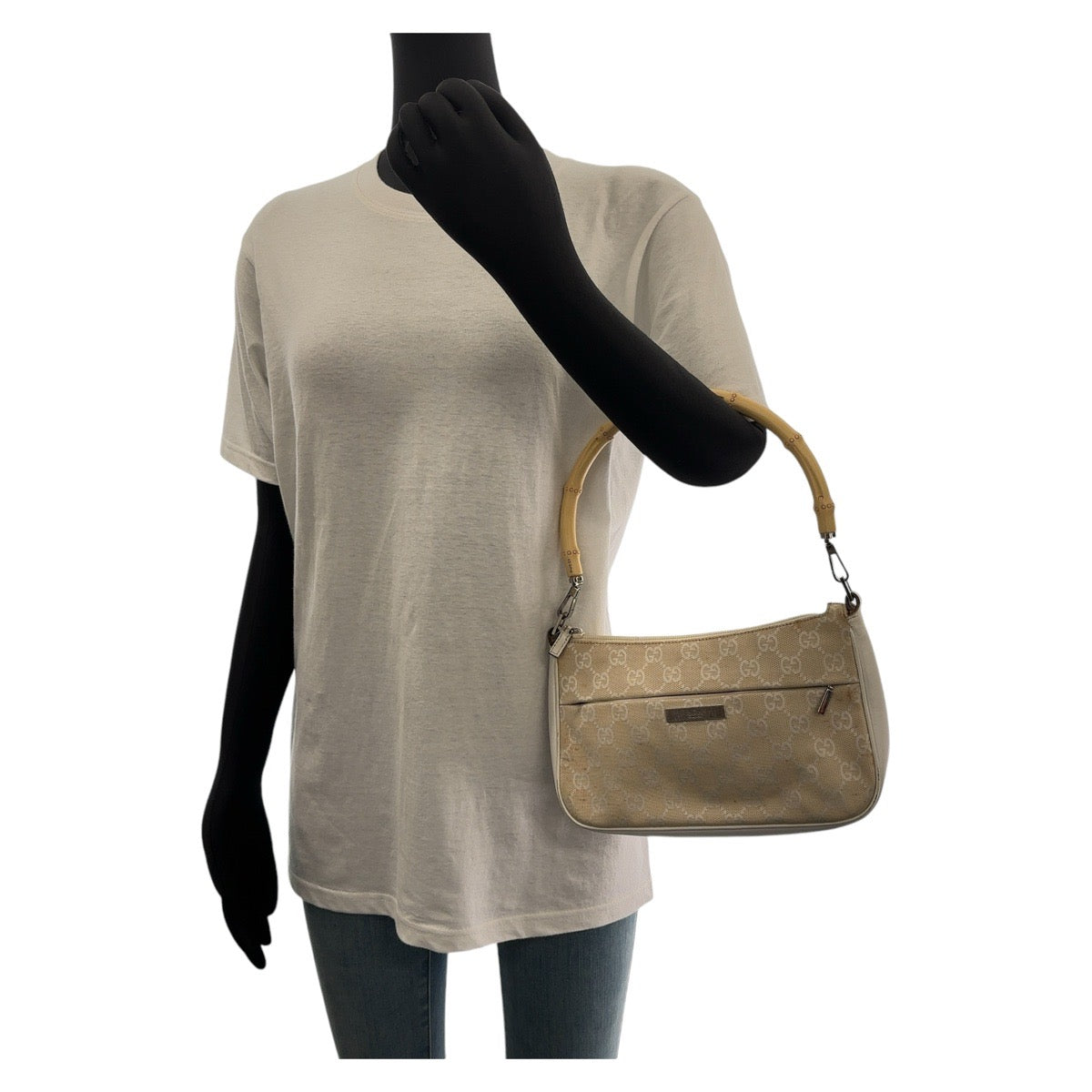 Gucci Shoulder Bag 001 3870 Gg Canvas, Leather White Beige Shoulder Bag Handbag Accessory Pouch