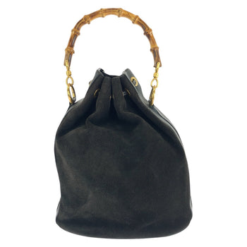 Gucci Handbag 001 2040 1657 Suede, Leather Black Bamboo Women