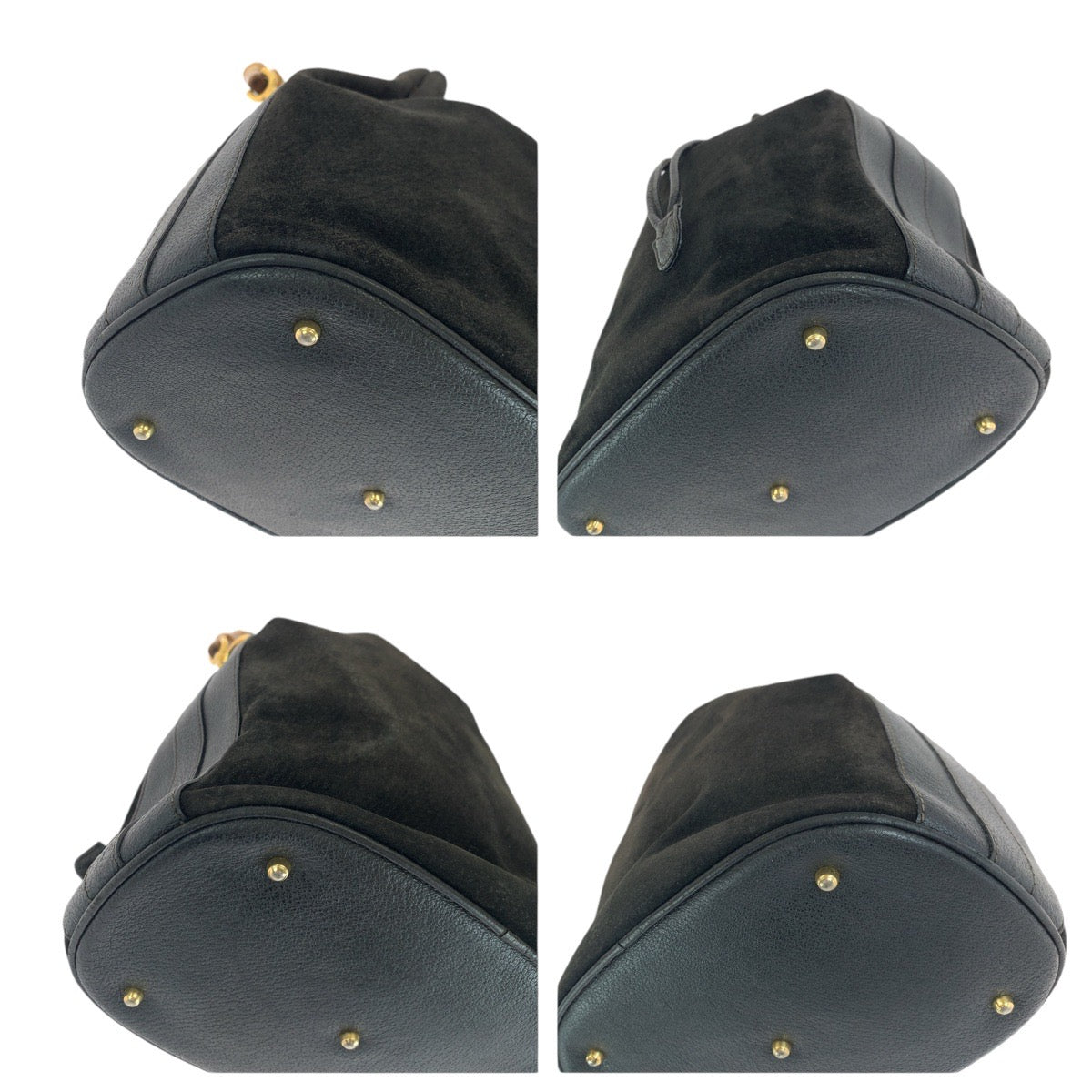 Gucci Handbag 001 2040 1657 Suede, Leather Black Bamboo Women