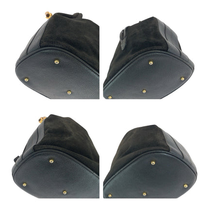 Gucci Handbag 001 2040 1657 Suede, Leather Black Bamboo Women