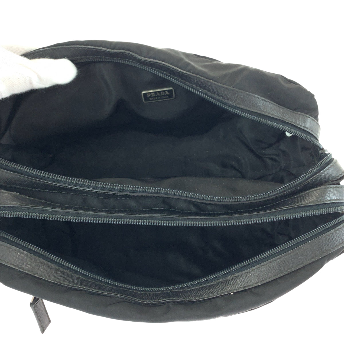 Prada Pouch Nylon Black Pouch Clutch Bag Test Triangle With Logo Women