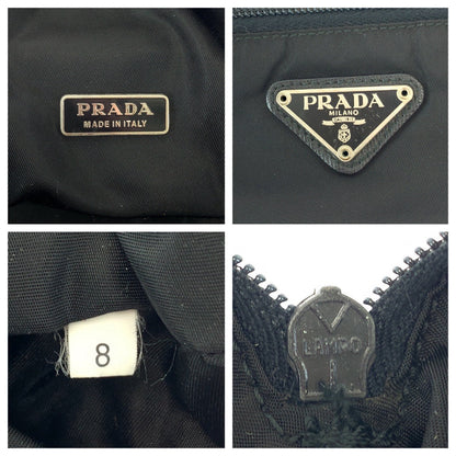 Prada Pouch Nylon Black Pouch Clutch Bag Test Triangle With Logo Women