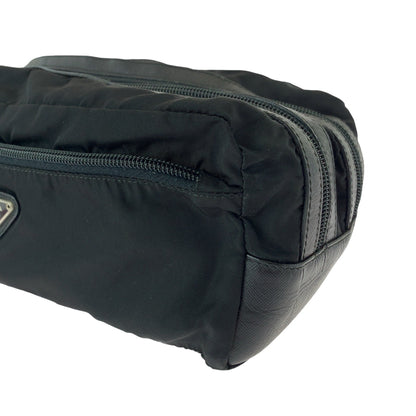 Prada Pouch Nylon Black Pouch Clutch Bag Test Triangle With Logo Women