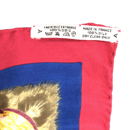 Hermes Scarf Silk Red Multicolor Carre90 Casques Plumets Women
