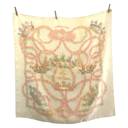 Hermes Scarf Silk Ivory Pink Le Sacre Du Printemps Carre90