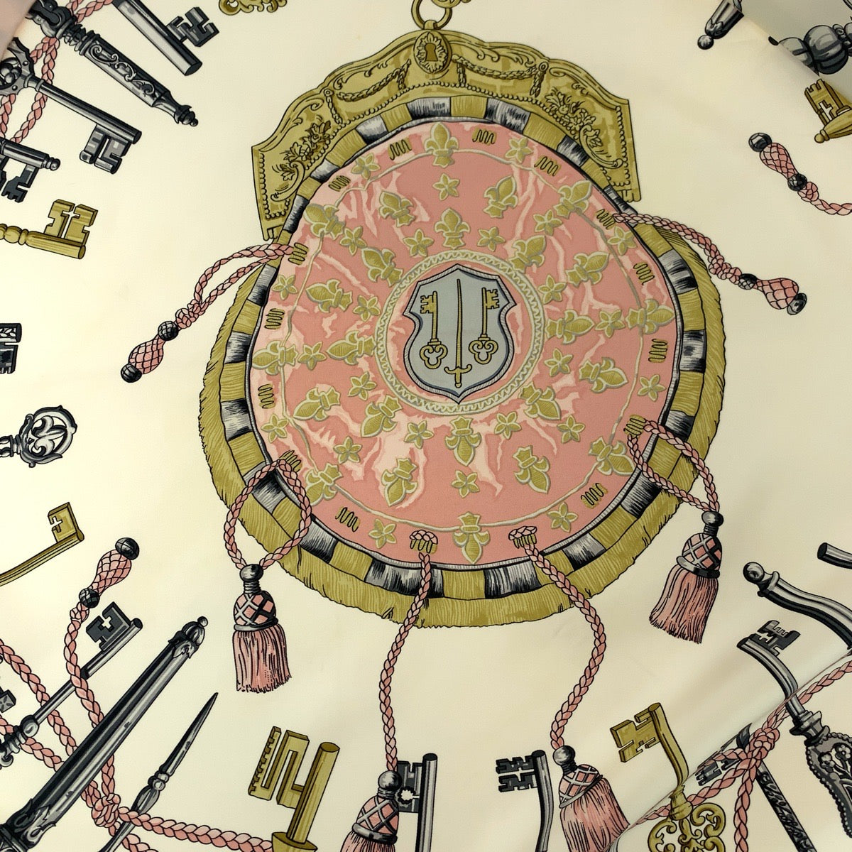 Hermes Scarf Silk Pink Multicolor Carre90 Les Cles