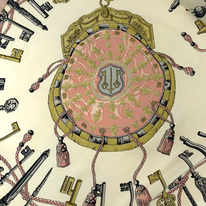 Hermes Scarf Silk Pink Multicolor Carre90 Les Cles